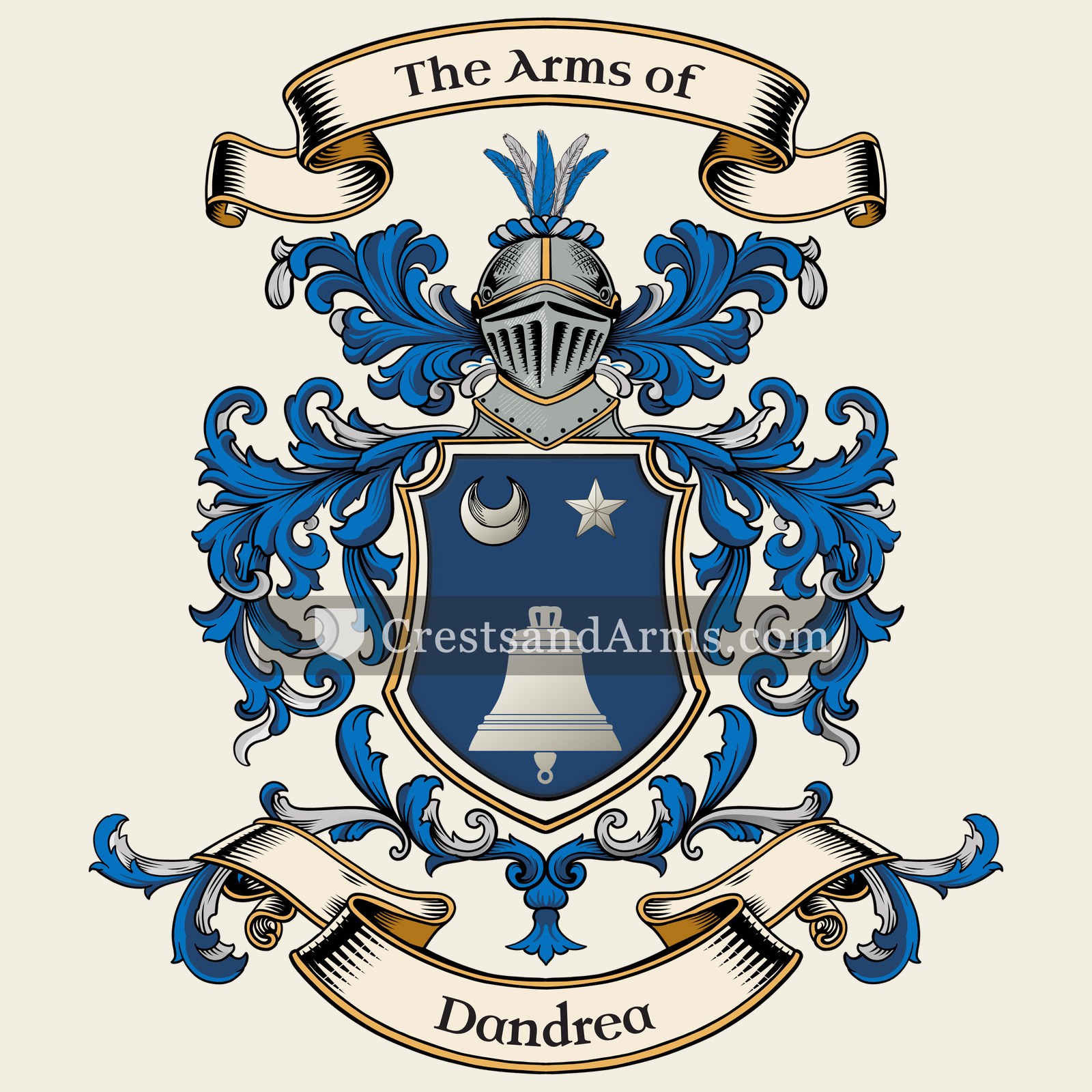 The Dandrea coat of arms, drawn from the recorded blazon