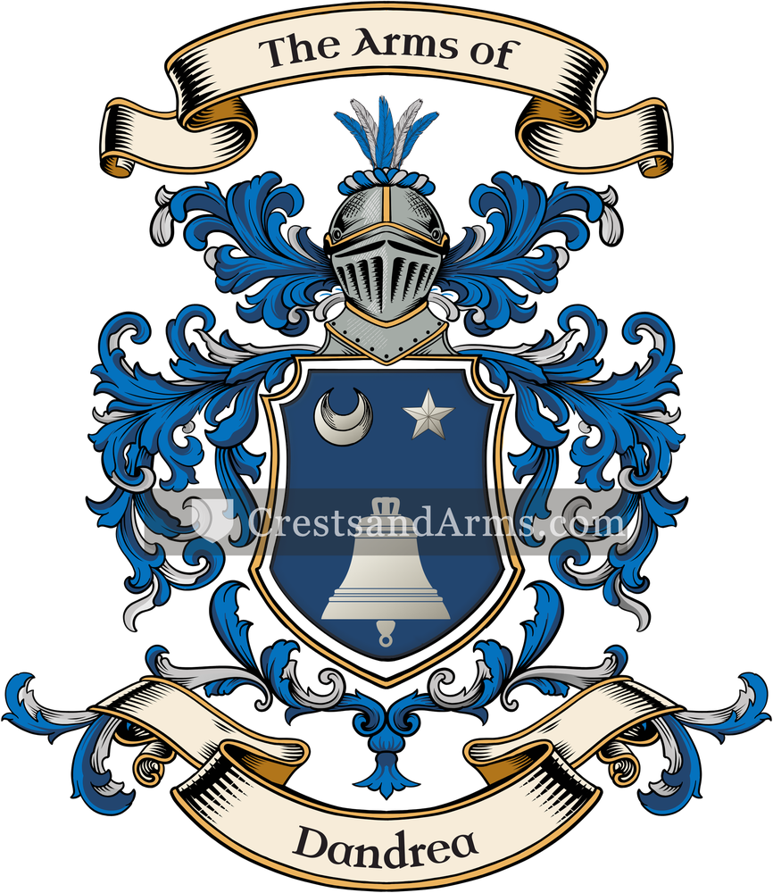 The Dandrea coat of arms, drawn from the recorded blazon