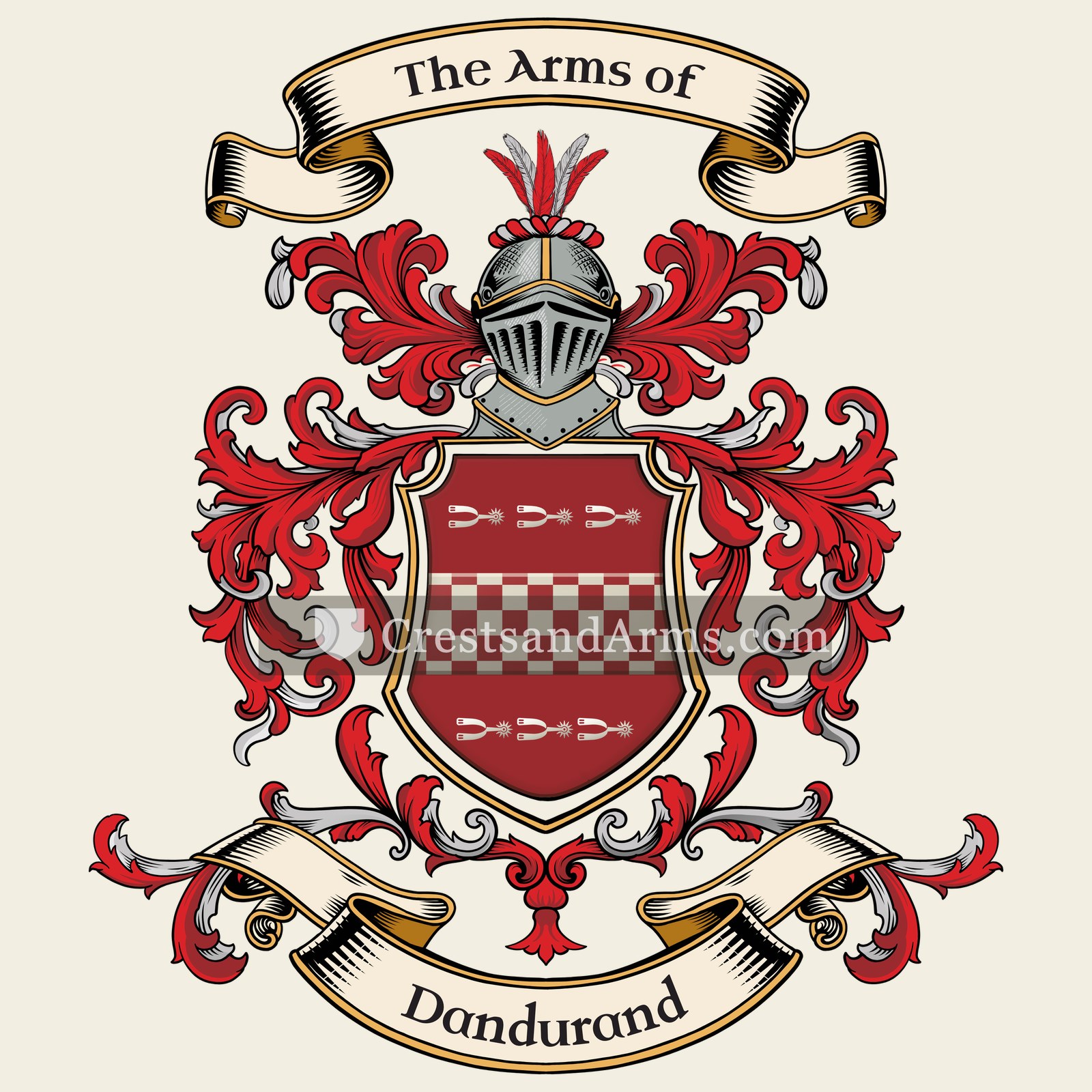 The Dandurand coat of arms, drawn from the recorded blazon