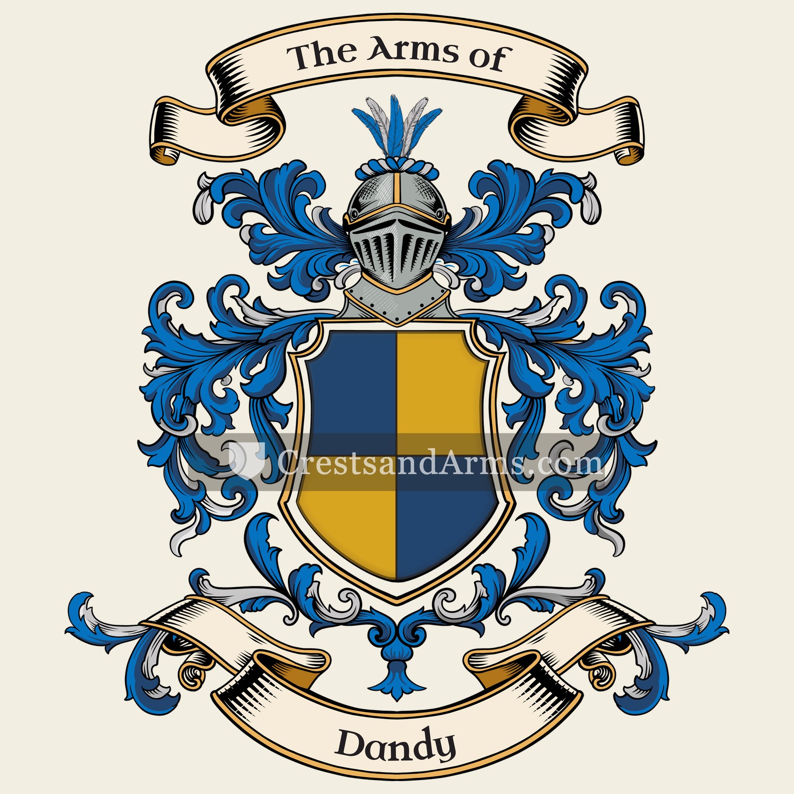 The Dandy coat of arms, drawn from the recorded blazon