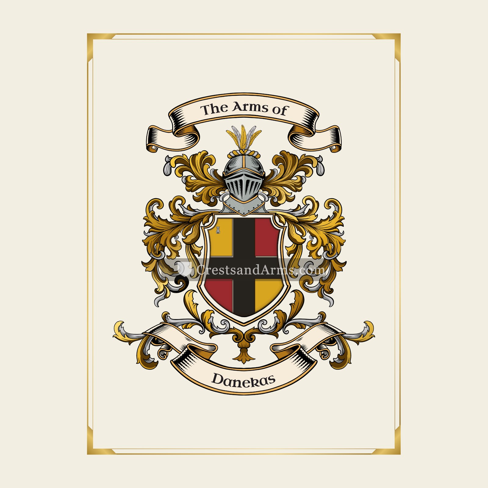 With gold border