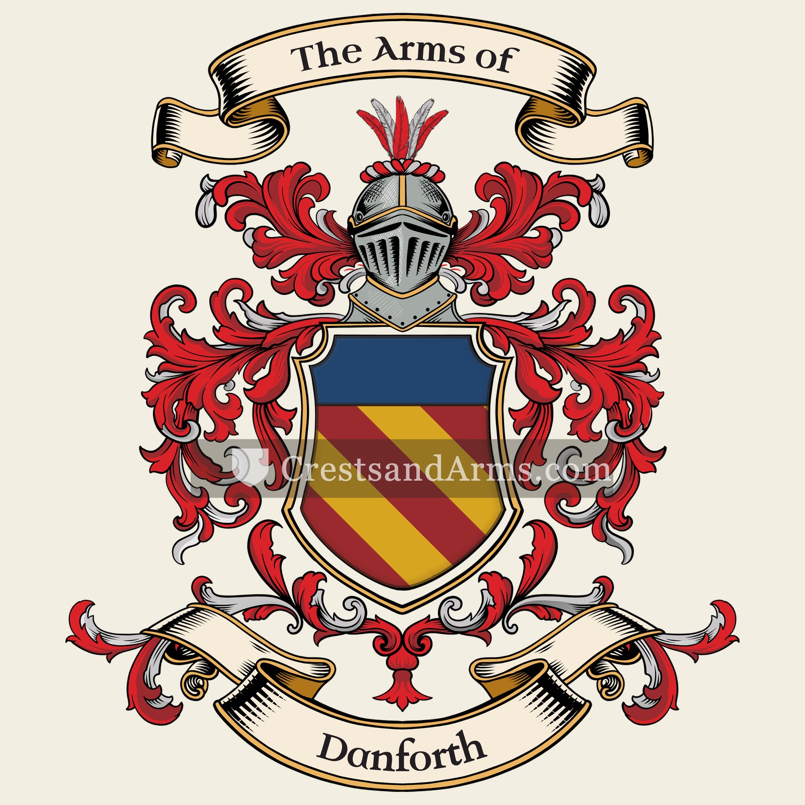 The Danforth coat of arms, drawn from the recorded blazon