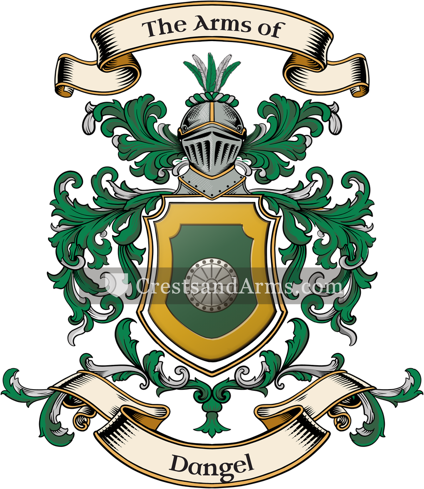 The Dangel coat of arms, drawn from the recorded blazon