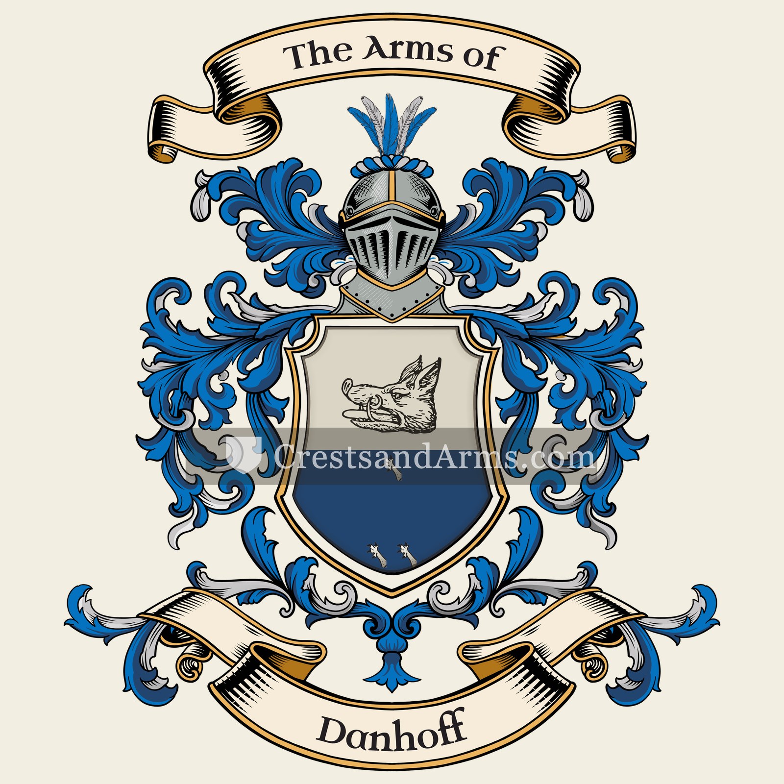 The Danhoff coat of arms, drawn from the recorded blazon