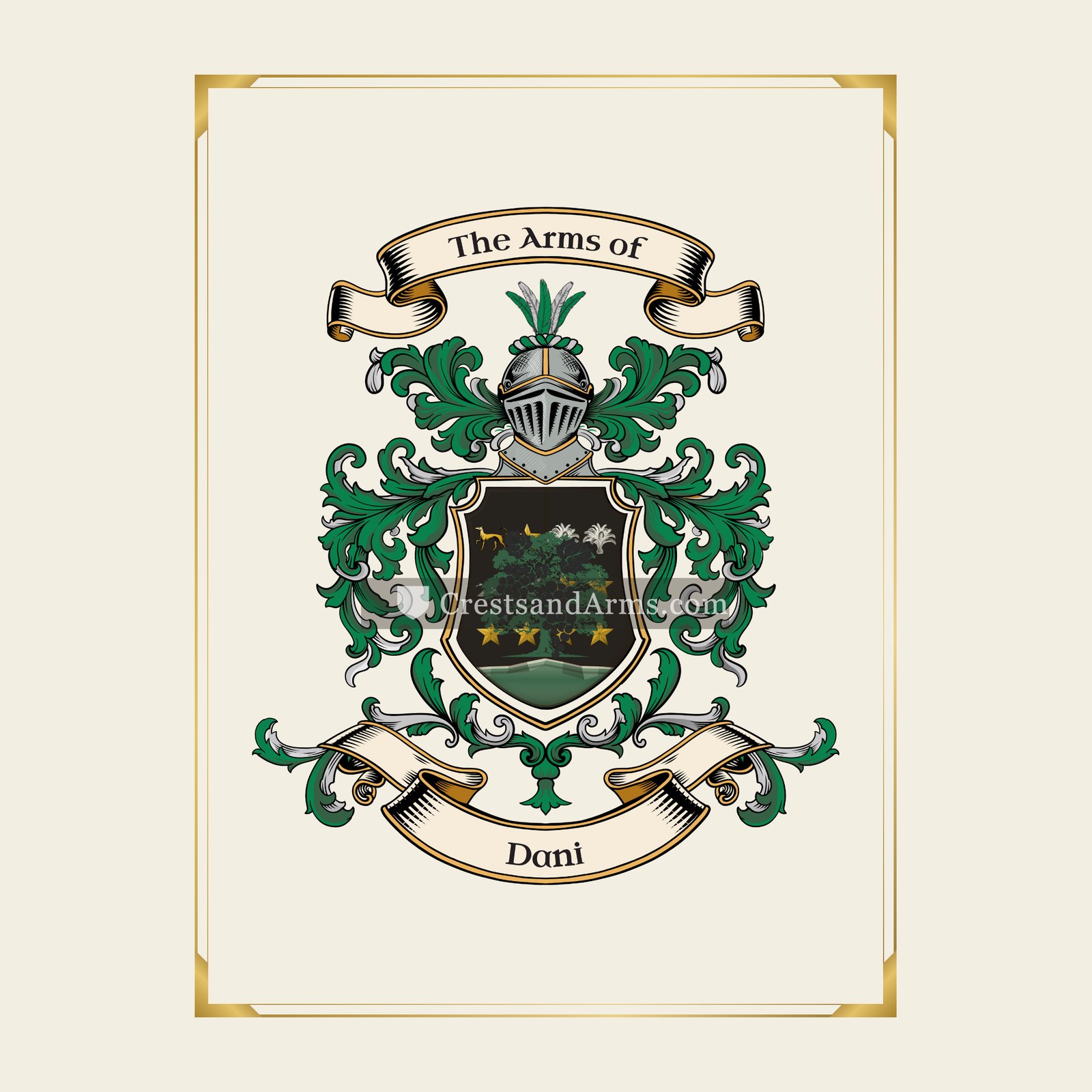 With gold border
