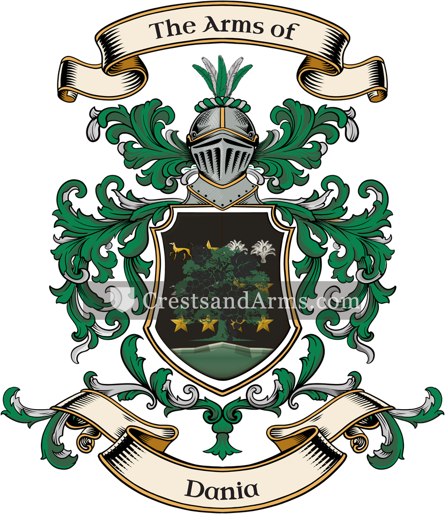 The Dania coat of arms, drawn from the recorded blazon