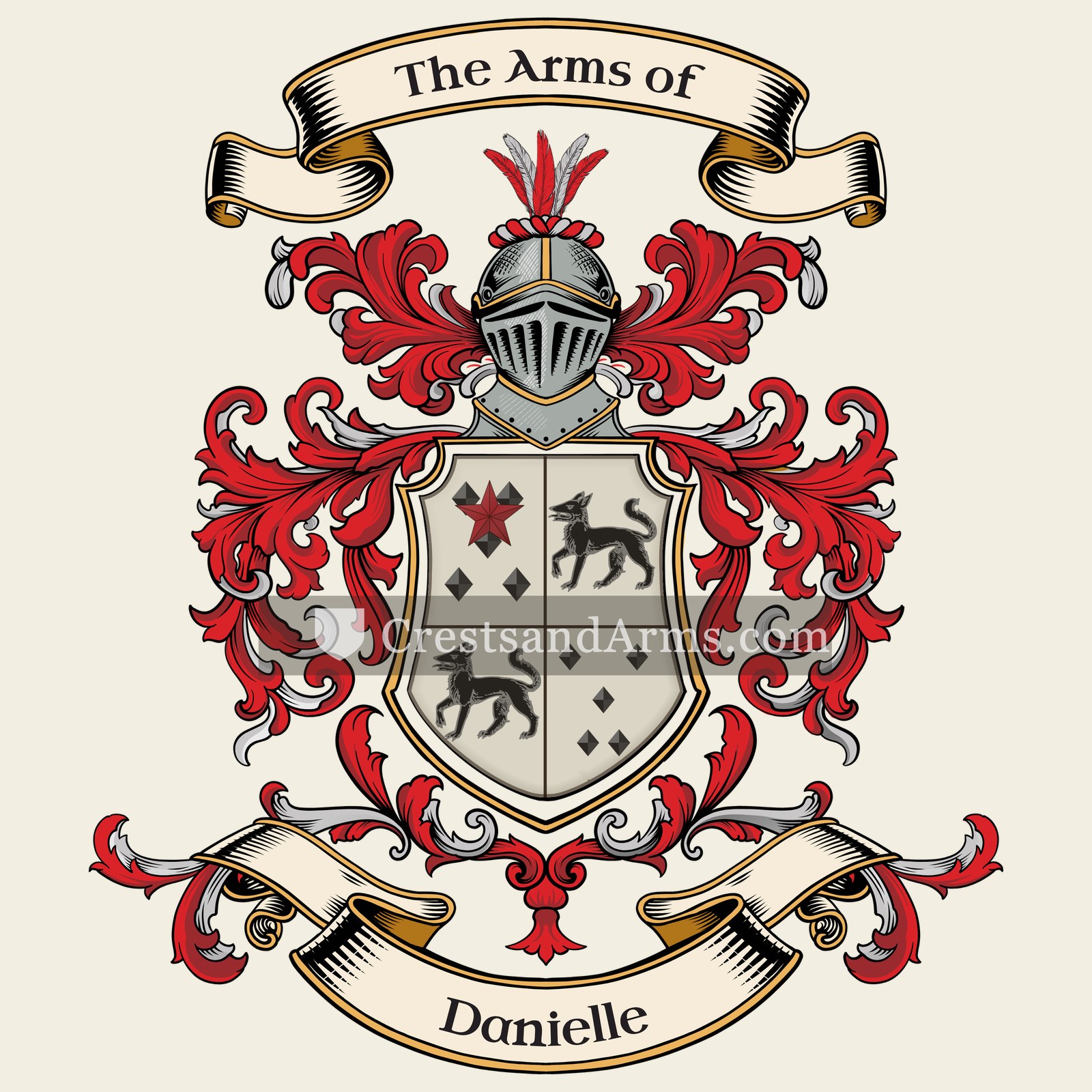 The Danielle coat of arms, drawn from the recorded blazon