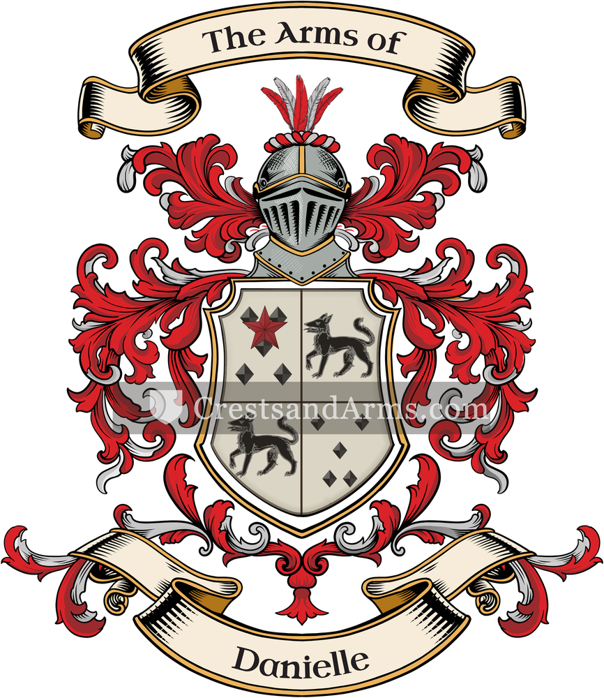 The Danielle coat of arms, drawn from the recorded blazon