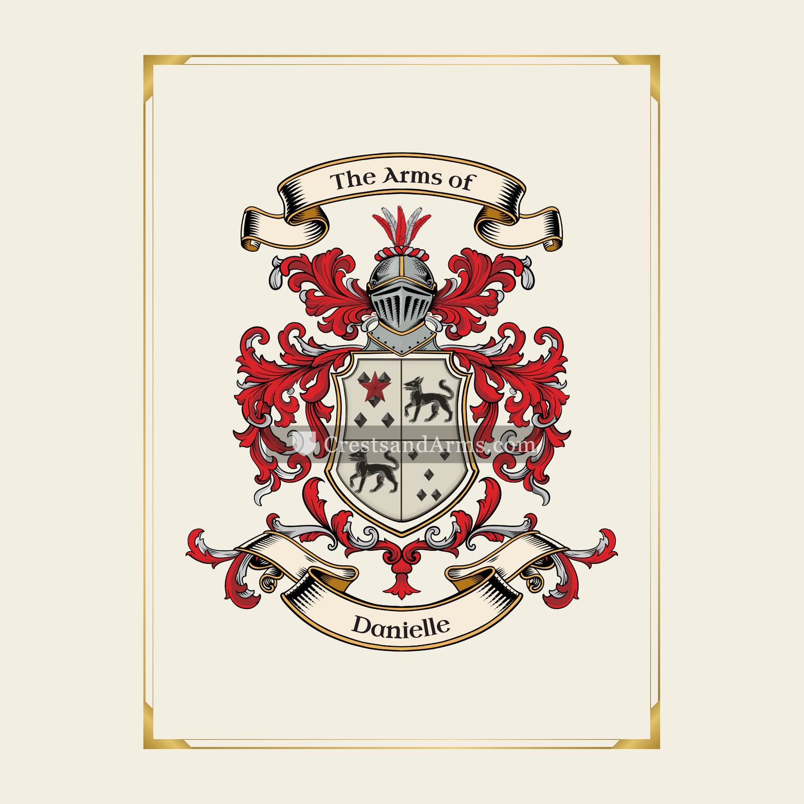 With gold border