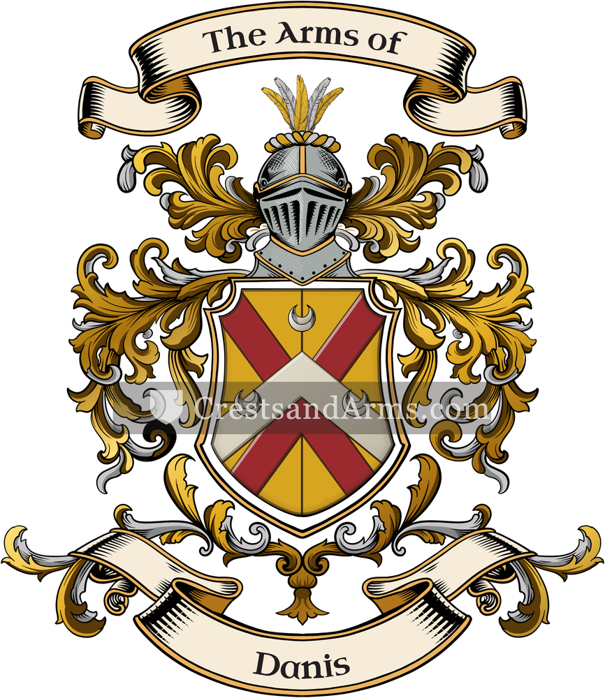 The Danis coat of arms, drawn from the recorded blazon