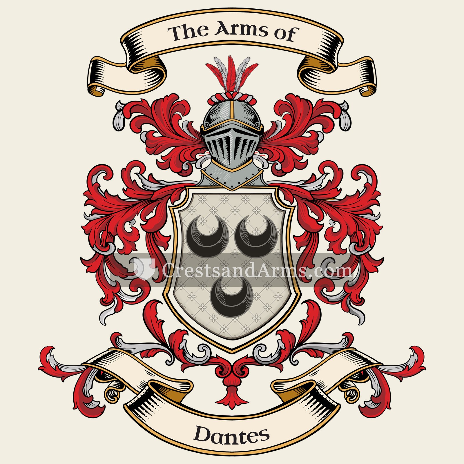 The Dantes coat of arms, drawn from the recorded blazon