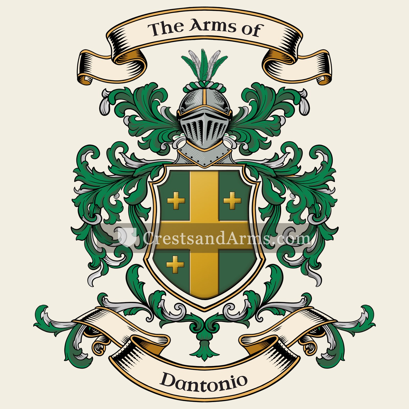 The Dantonio coat of arms, drawn from the recorded blazon