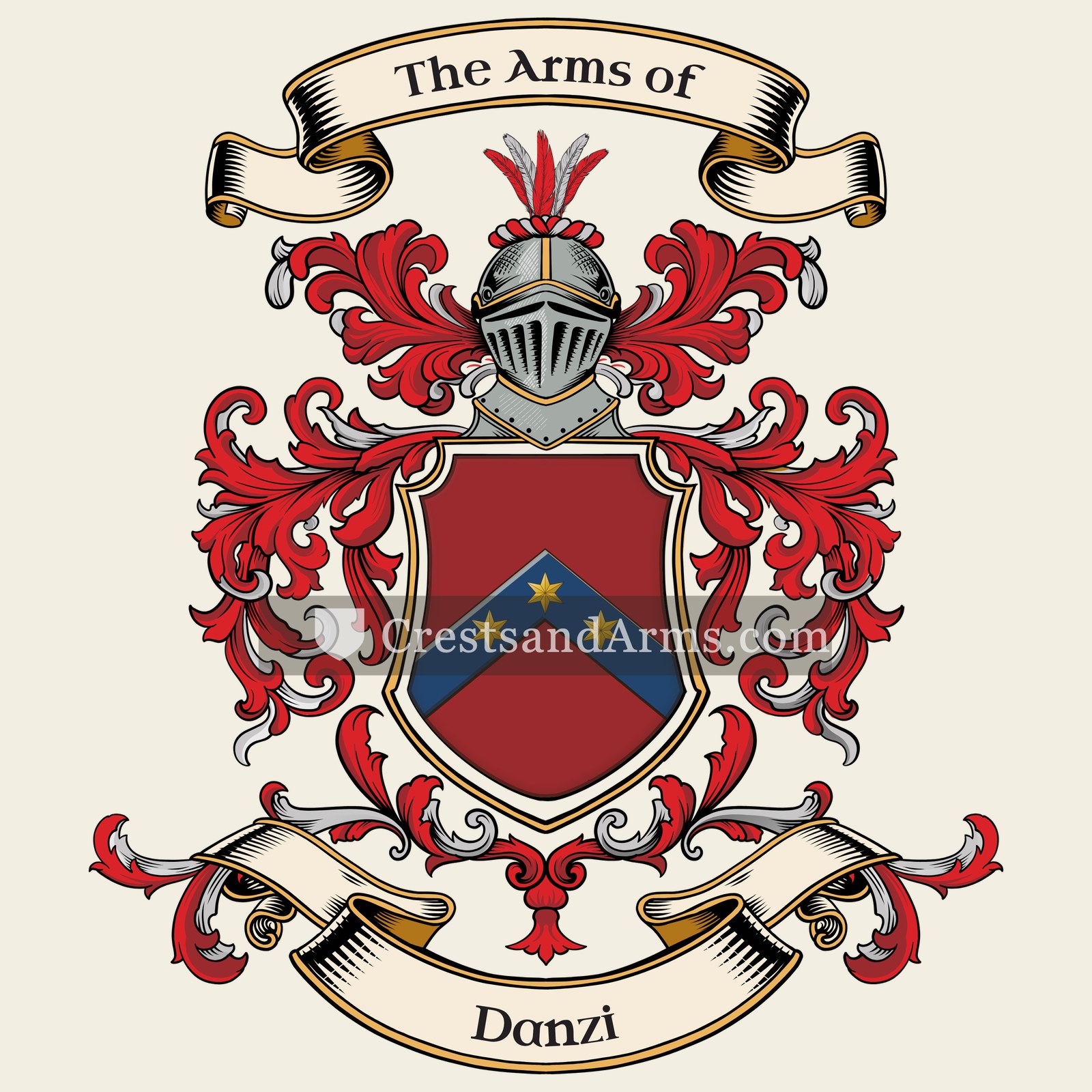 The Danzi coat of arms, drawn from the recorded blazon