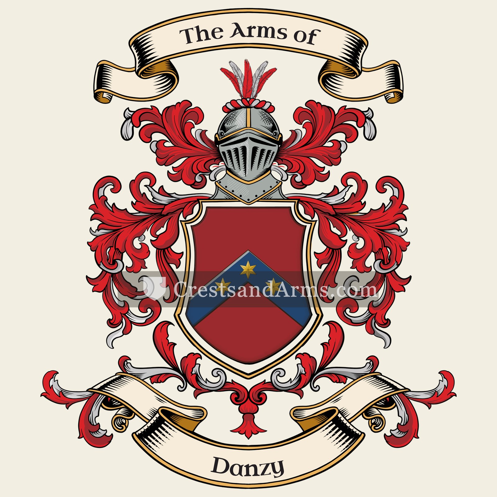 The Danzy coat of arms, drawn from the recorded blazon