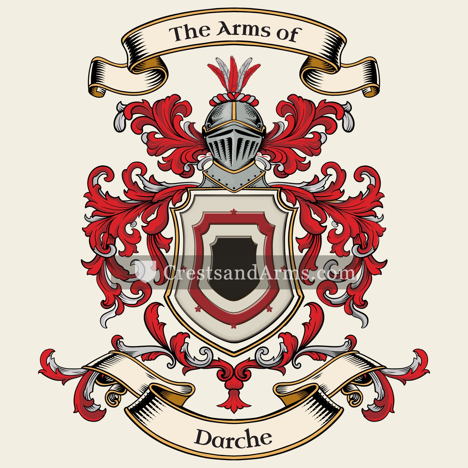 The Darche coat of arms, drawn from the recorded blazon