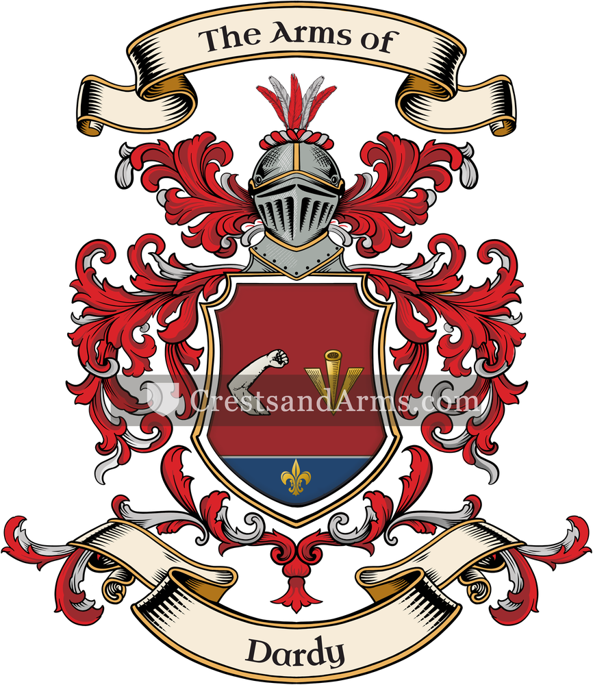 The Dardy coat of arms, drawn from the recorded blazon