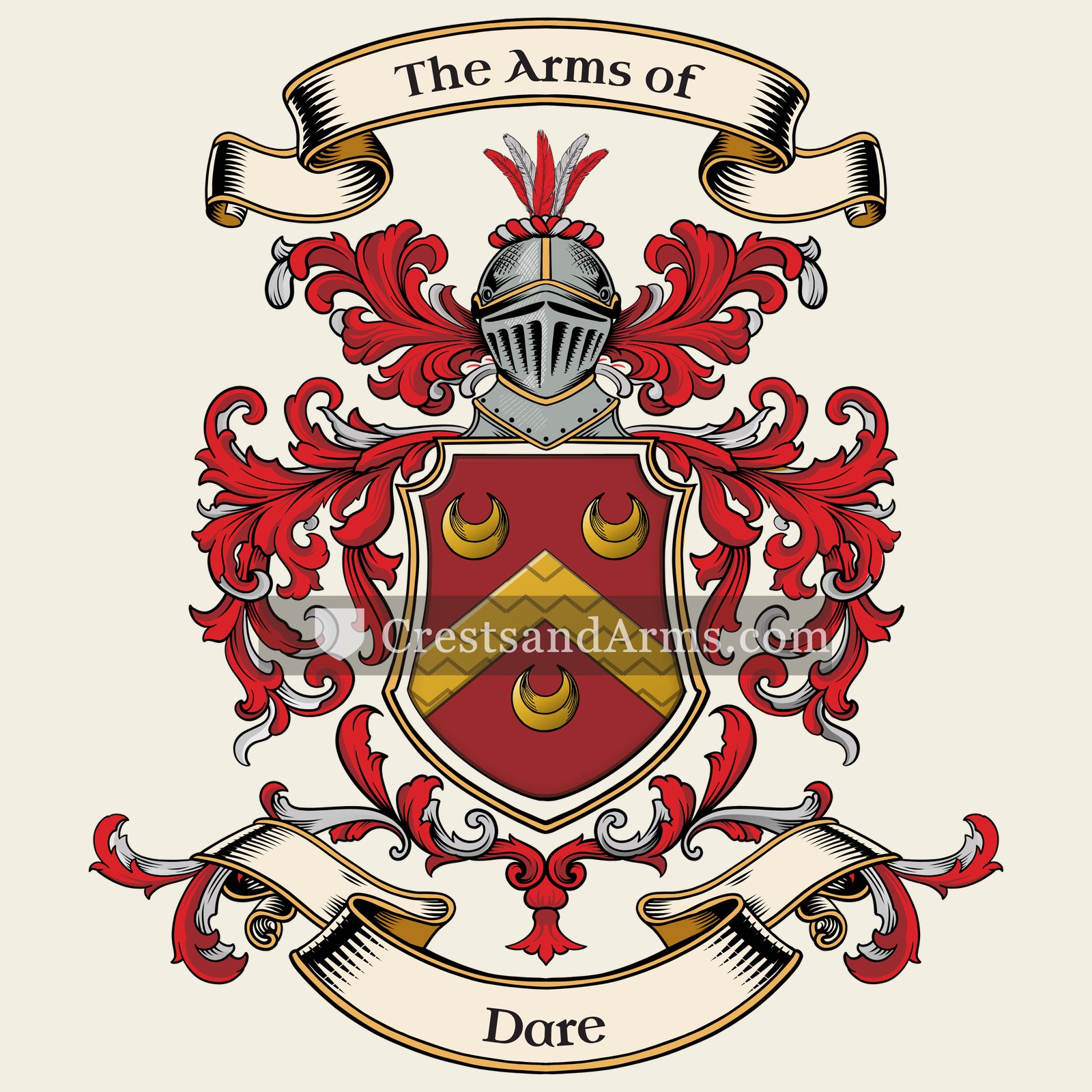 The Dare coat of arms, drawn from the recorded blazon