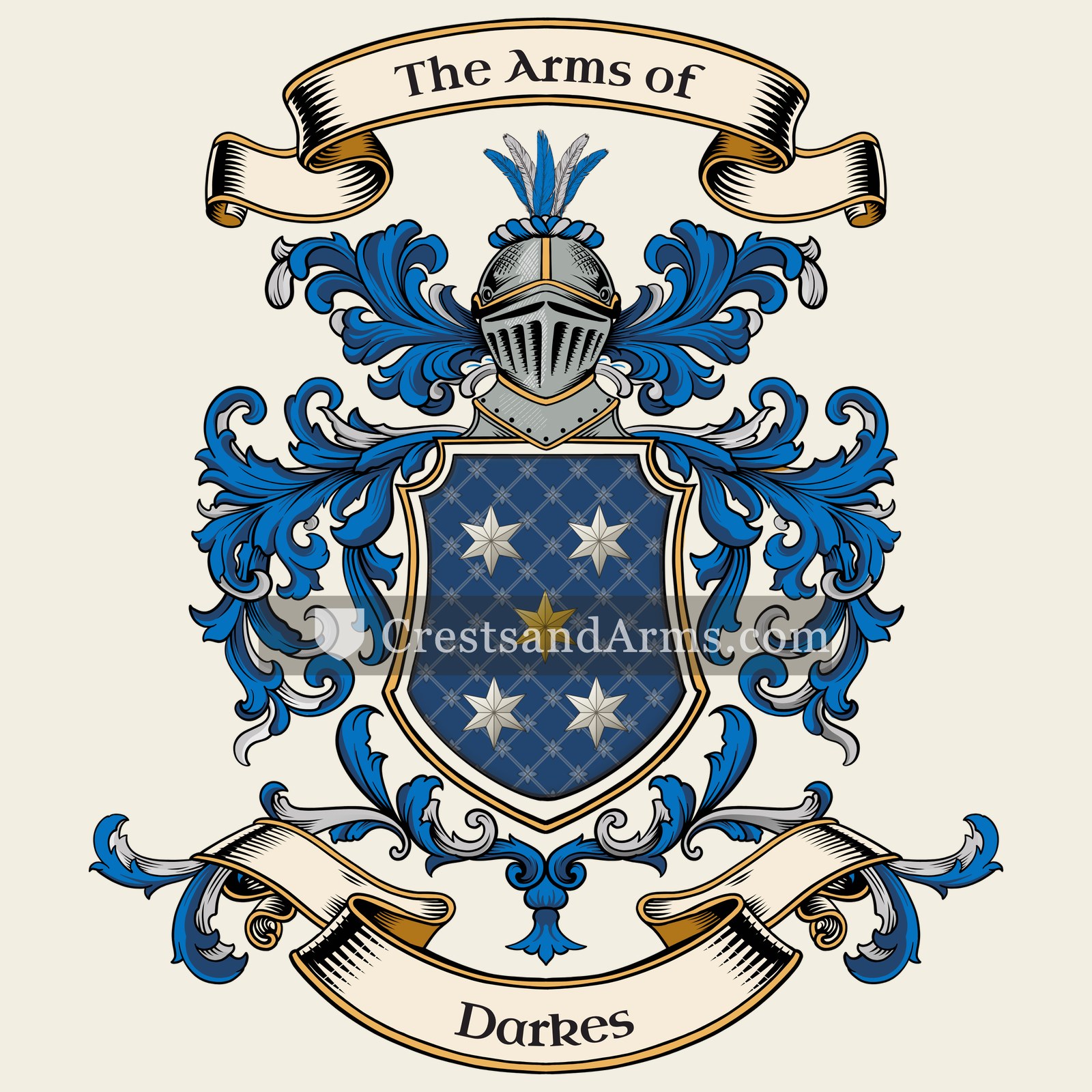 The Darkes coat of arms, drawn from the recorded blazon