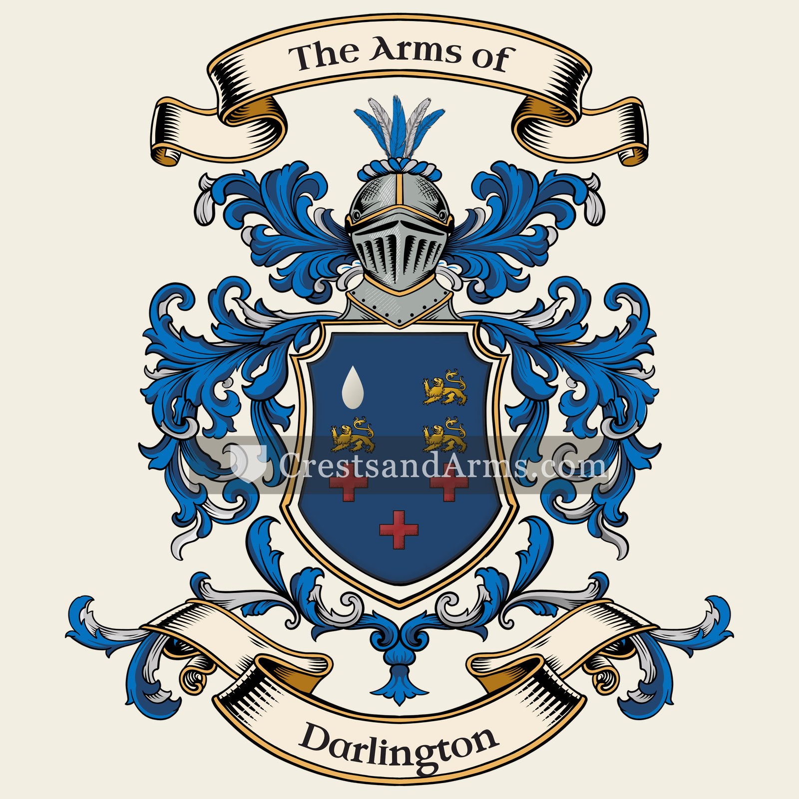 The Darlington coat of arms, drawn from the recorded blazon
