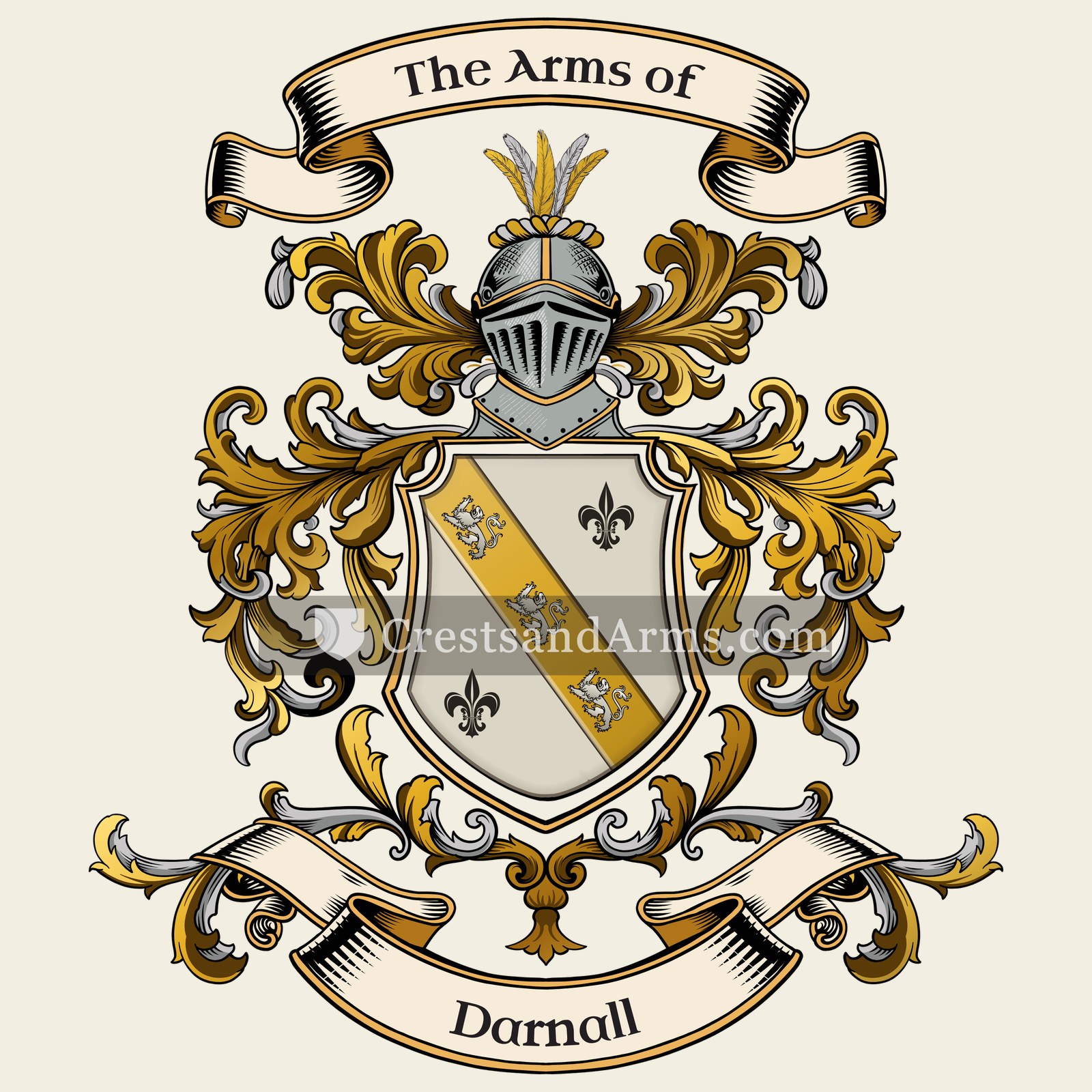 The Darnall coat of arms, drawn from the recorded blazon