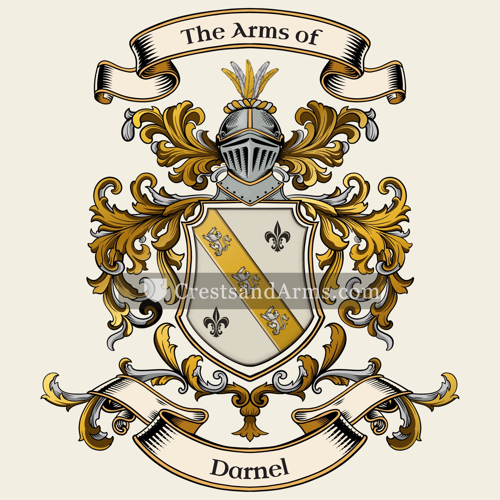 The Darnel coat of arms, drawn from the recorded blazon