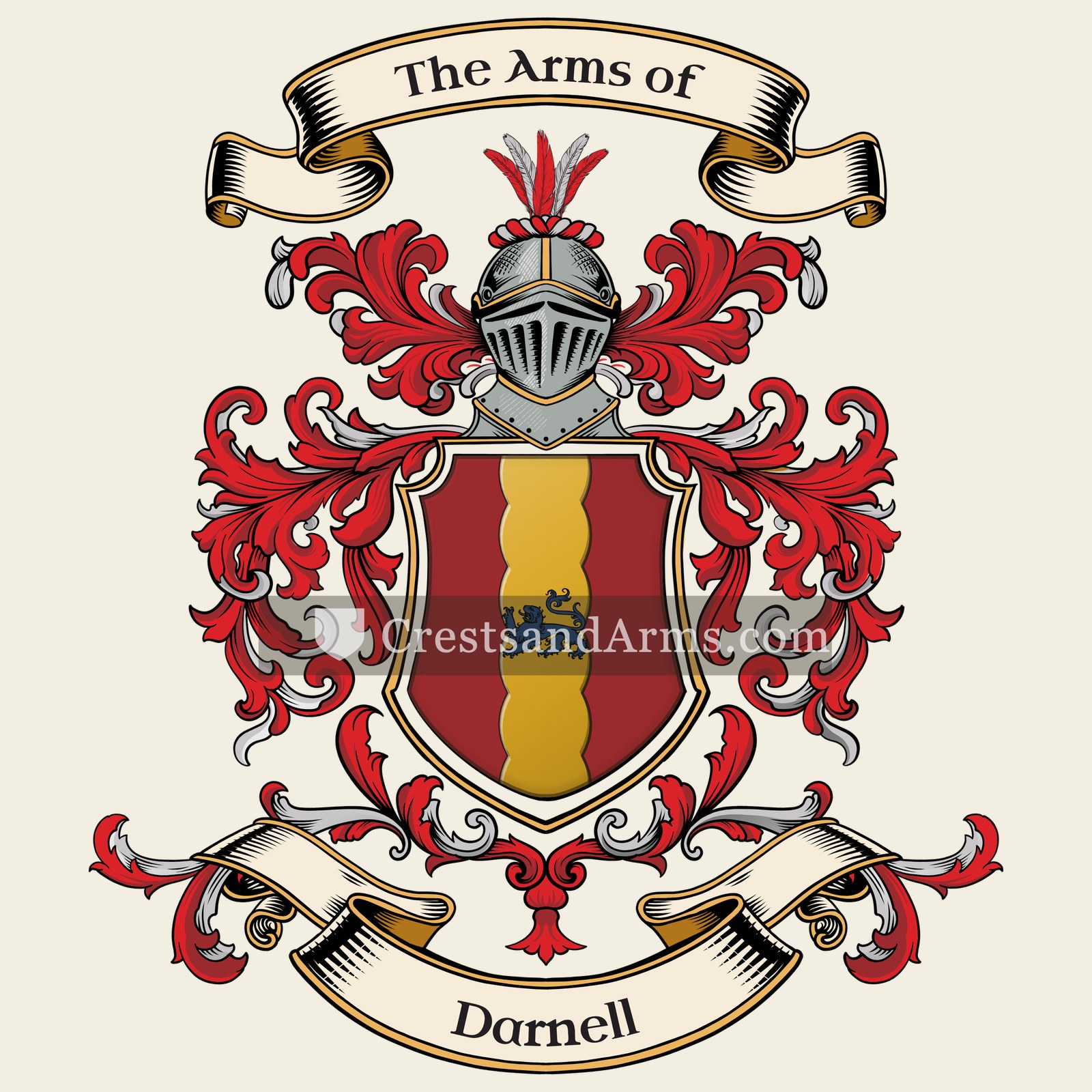 The Darnell coat of arms, drawn from the recorded blazon