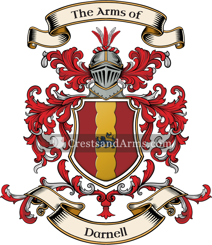 The Darnell coat of arms, drawn from the recorded blazon