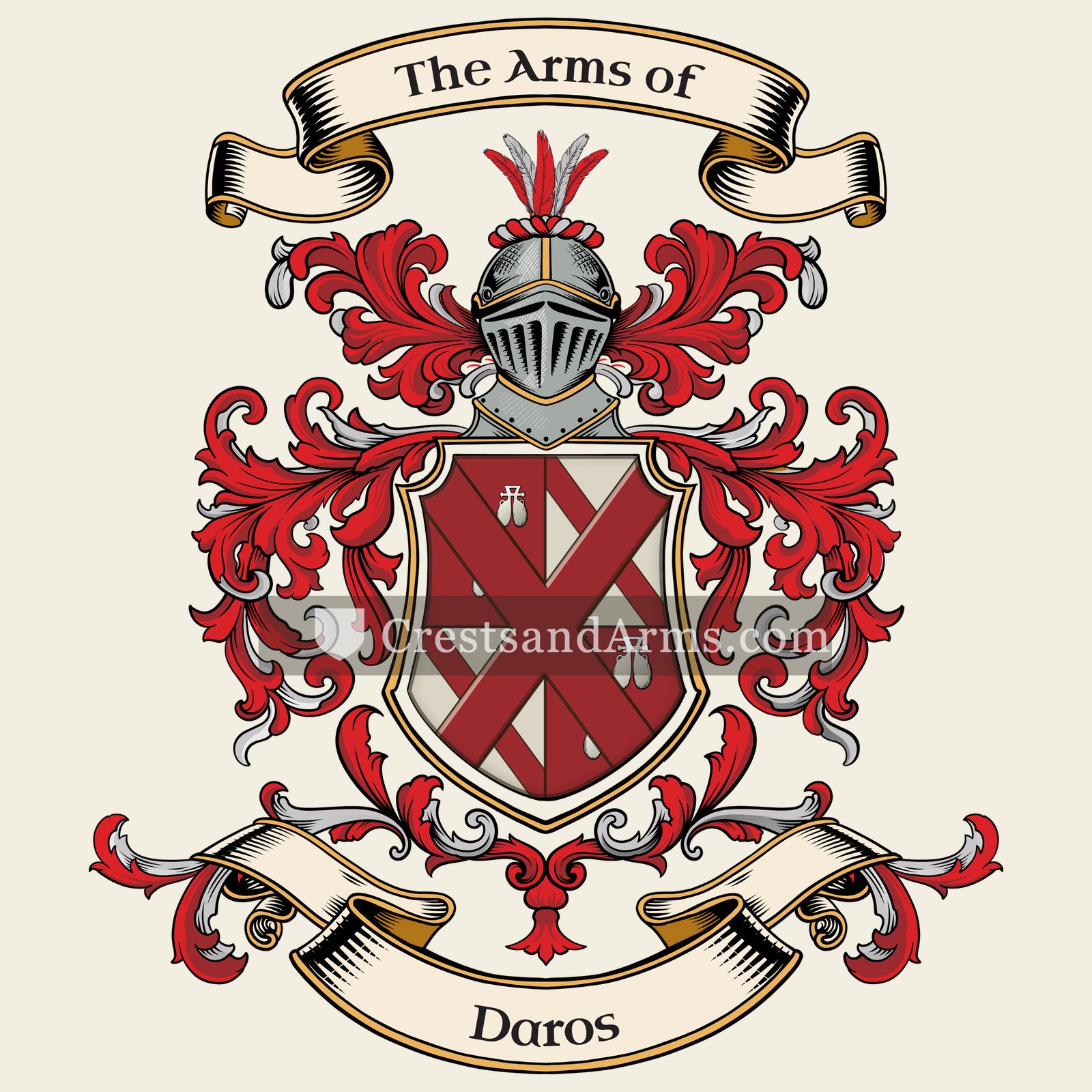The Daros coat of arms, drawn from the recorded blazon