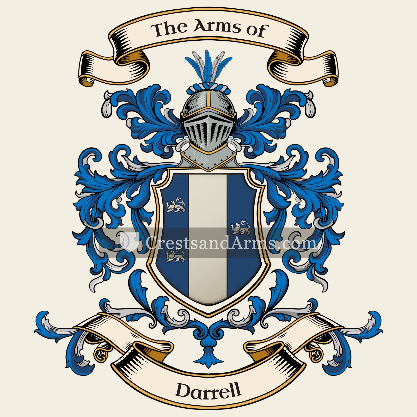 The Darrell coat of arms, drawn from the recorded blazon