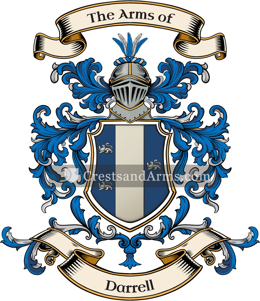 The Darrell coat of arms, drawn from the recorded blazon