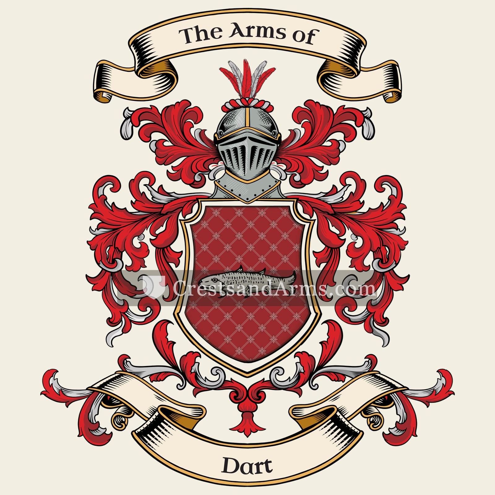 The Dart coat of arms, drawn from the recorded blazon