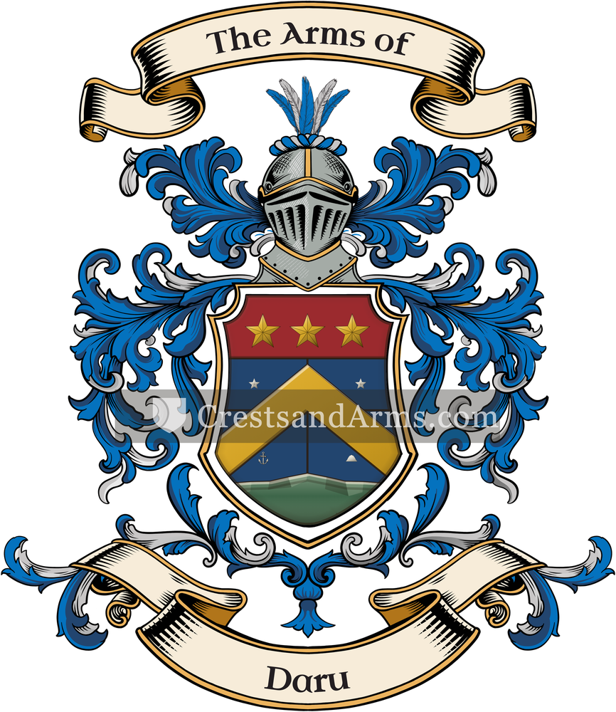 The Daru coat of arms, drawn from the recorded blazon