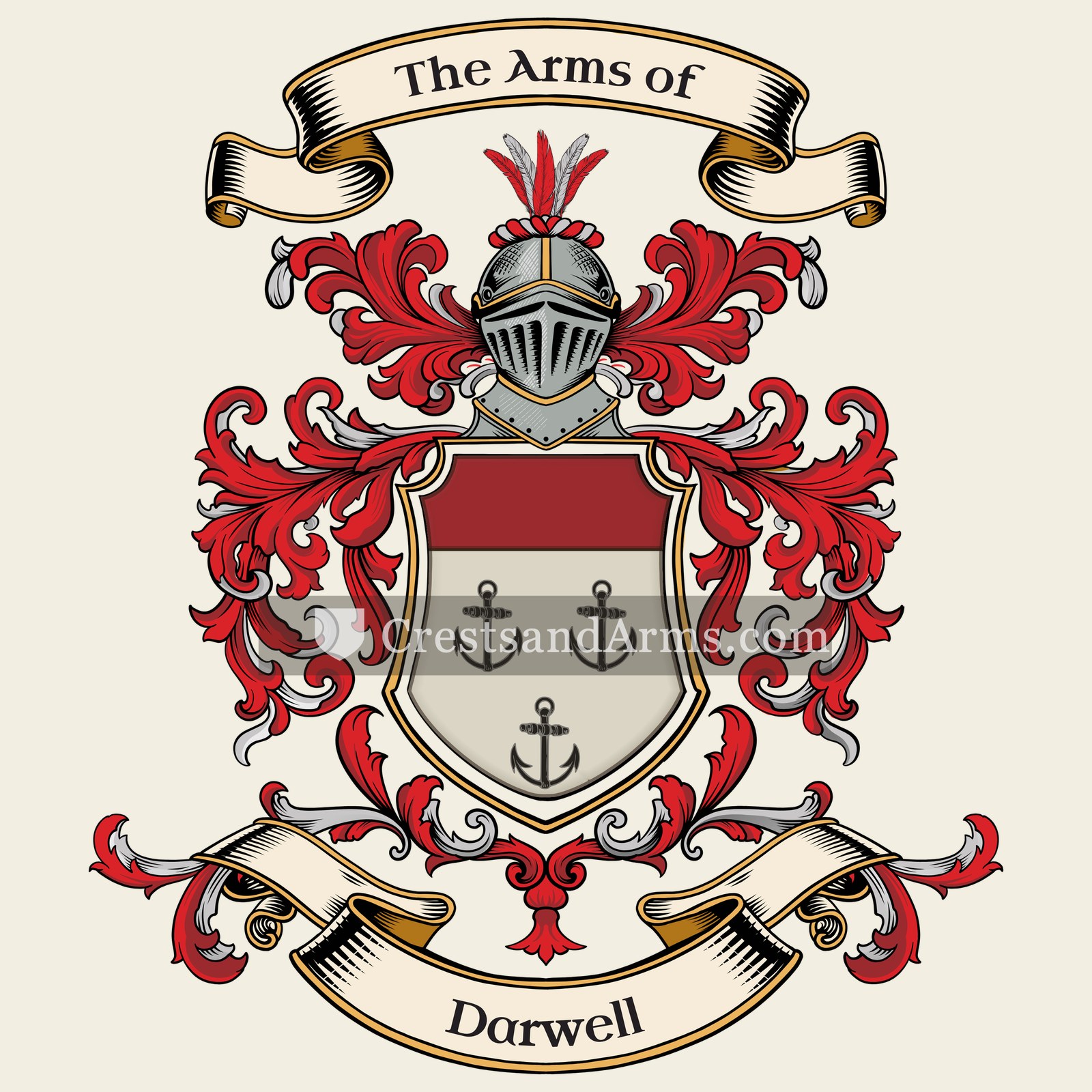 The Darwell coat of arms, drawn from the recorded blazon