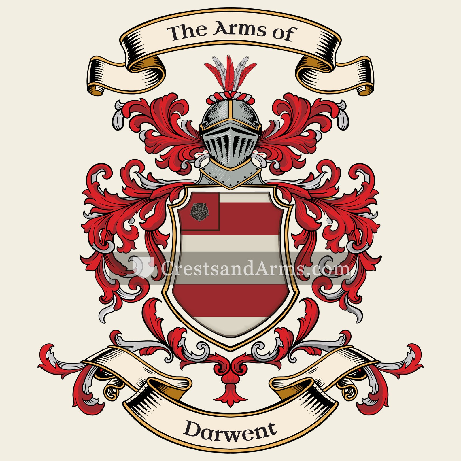 The Darwent coat of arms, drawn from the recorded blazon