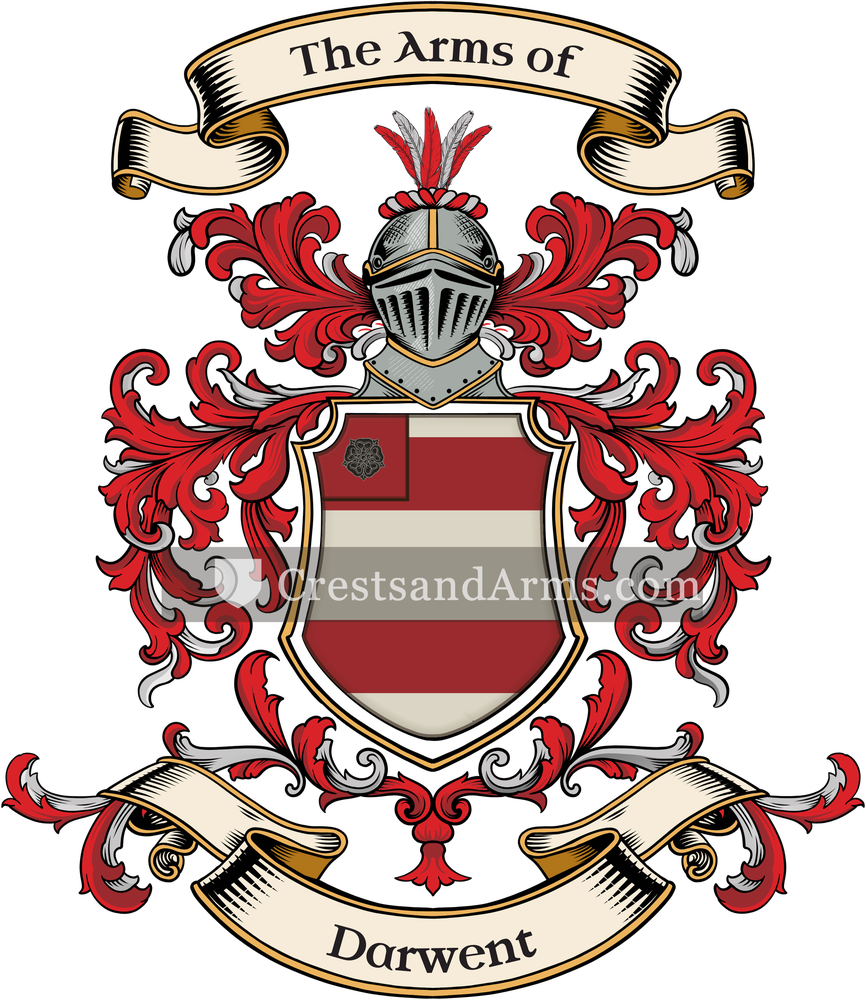 The Darwent coat of arms, drawn from the recorded blazon