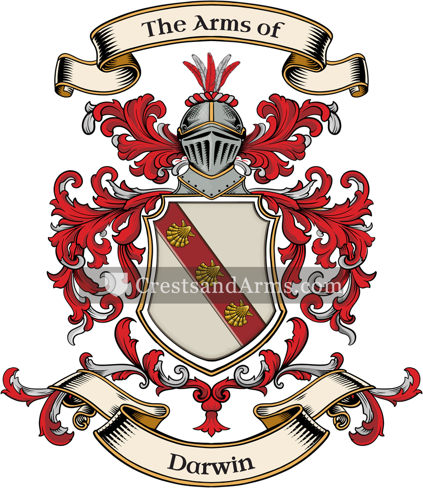 The Darwin coat of arms, drawn from the recorded blazon