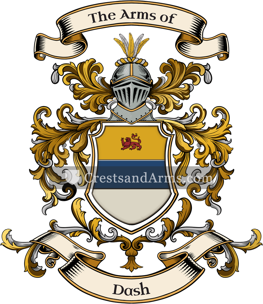 The Dash coat of arms, drawn from the recorded blazon