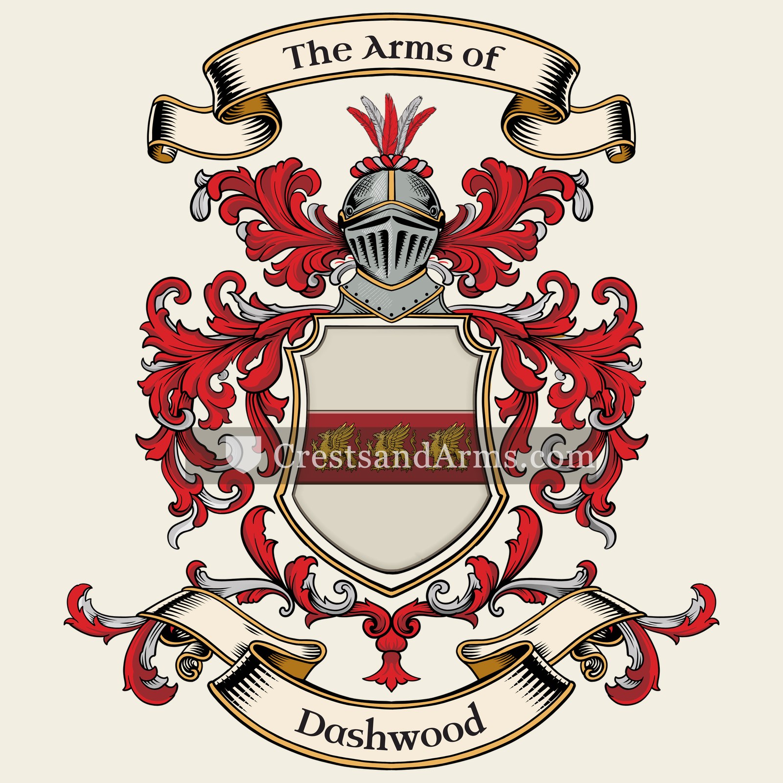 The Dashwood coat of arms, drawn from the recorded blazon