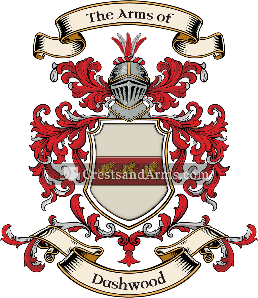 The Dashwood coat of arms, drawn from the recorded blazon
