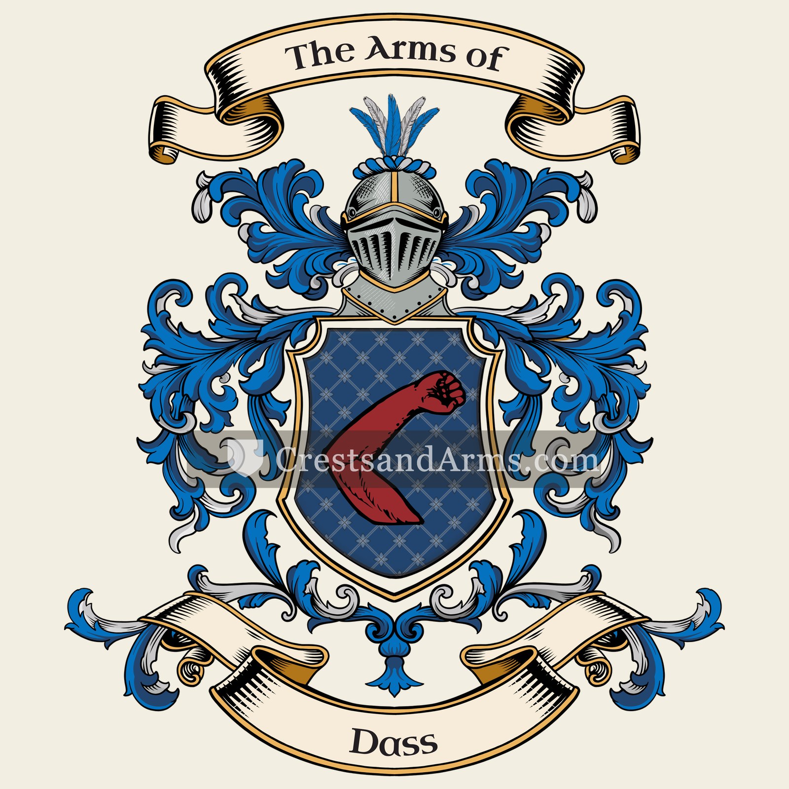 The Dass coat of arms, drawn from the recorded blazon