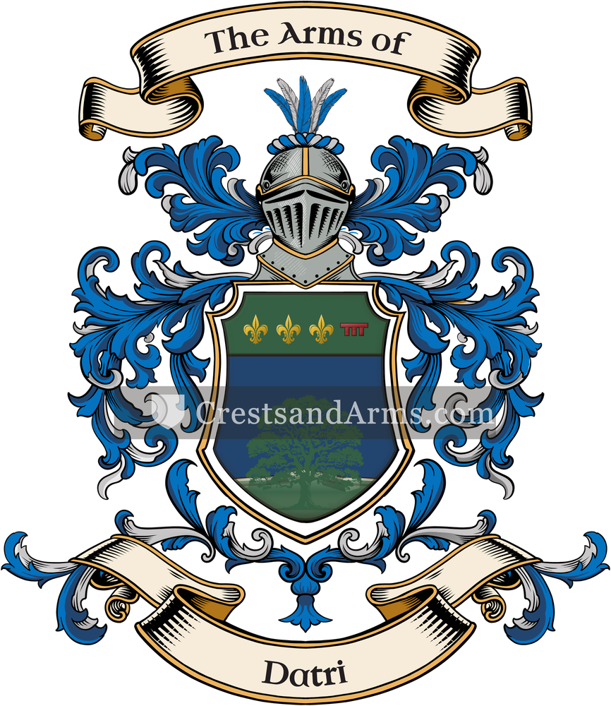 The Datri coat of arms, drawn from the recorded blazon