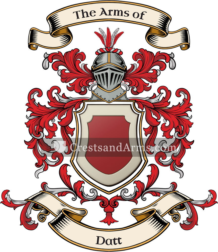 The Datt coat of arms, drawn from the recorded blazon