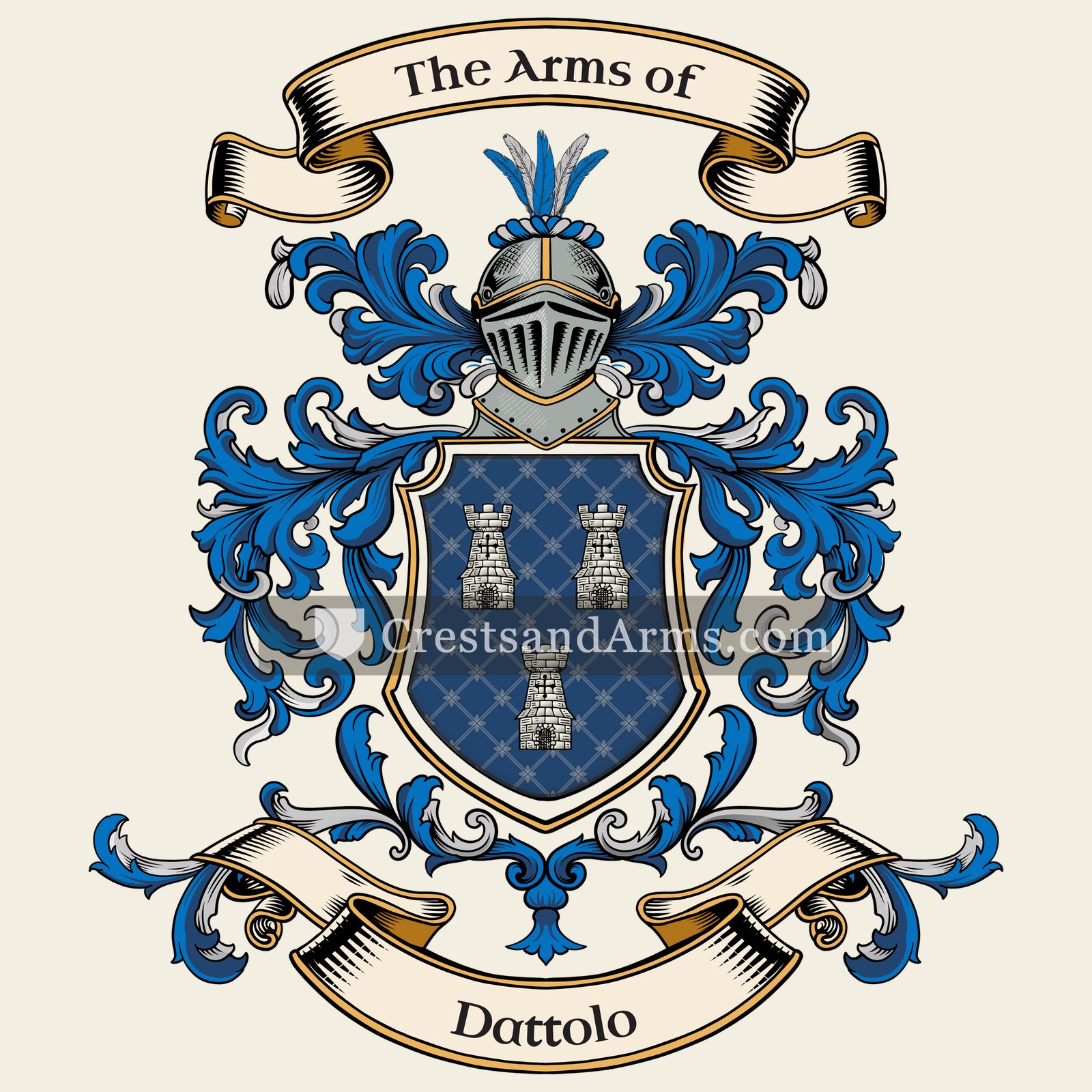 The Dattolo coat of arms, drawn from the recorded blazon