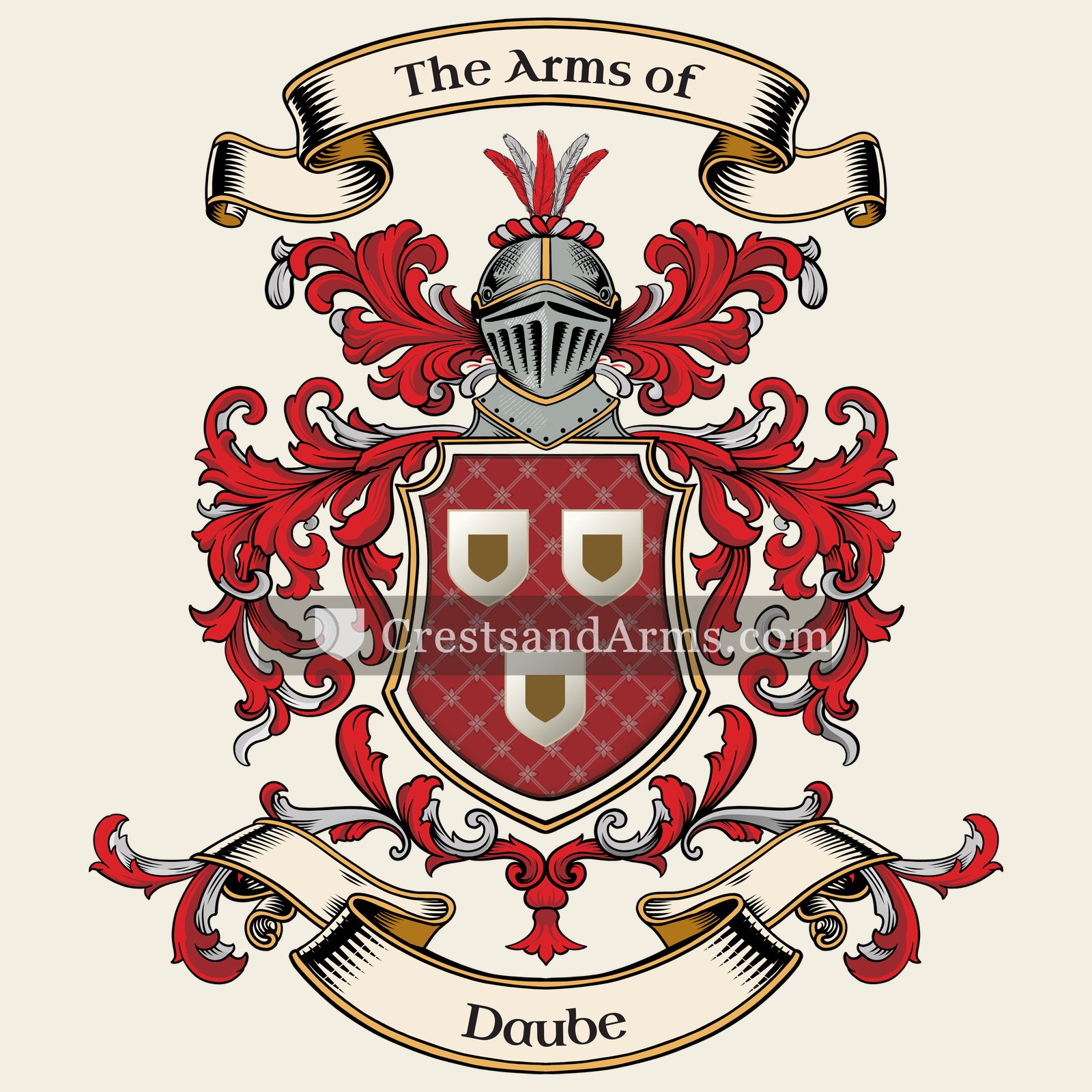 The Daube coat of arms, drawn from the recorded blazon