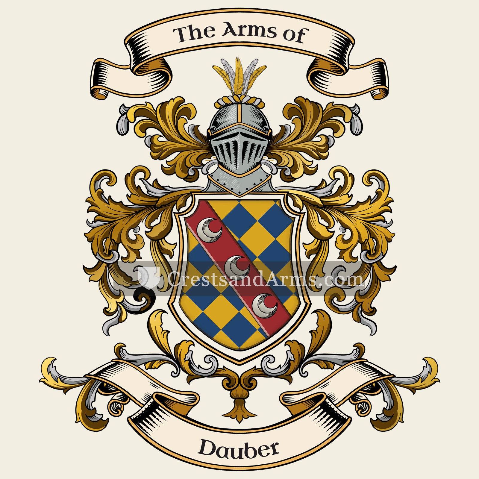 The Dauber coat of arms, drawn from the recorded blazon