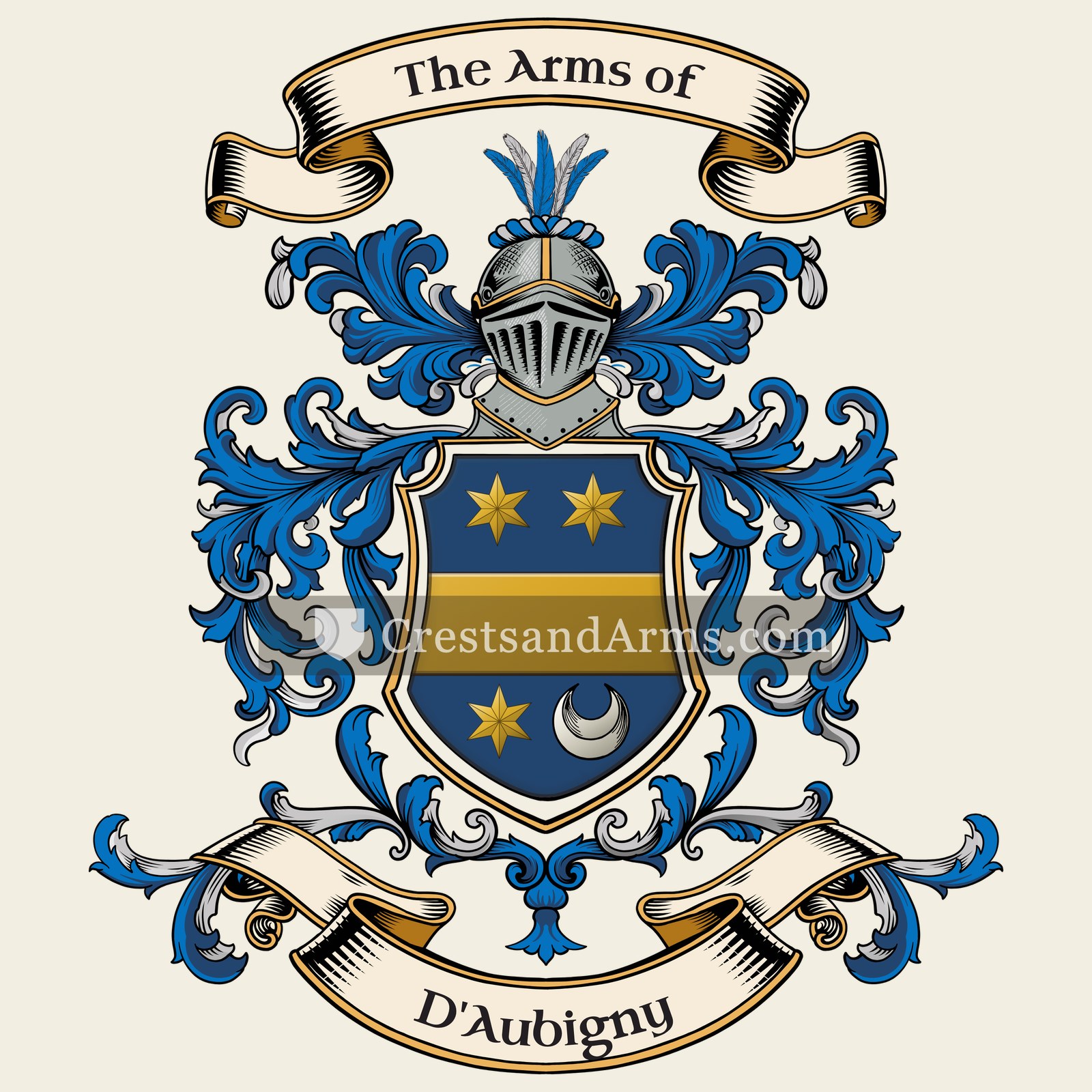 The D'Aubigny coat of arms, drawn from the recorded blazon