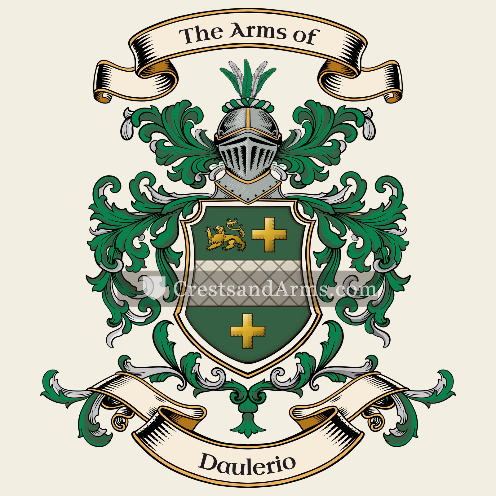 The Daulerio coat of arms, drawn from the recorded blazon