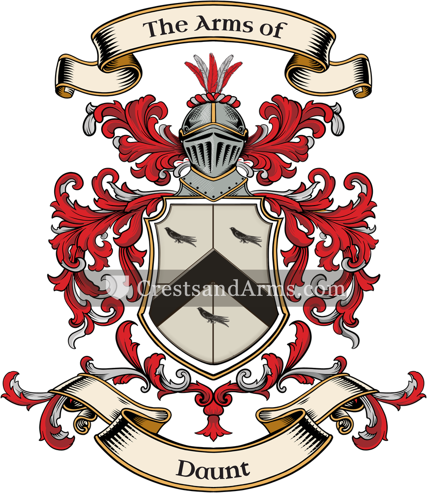 The Daunt coat of arms, drawn from the recorded blazon