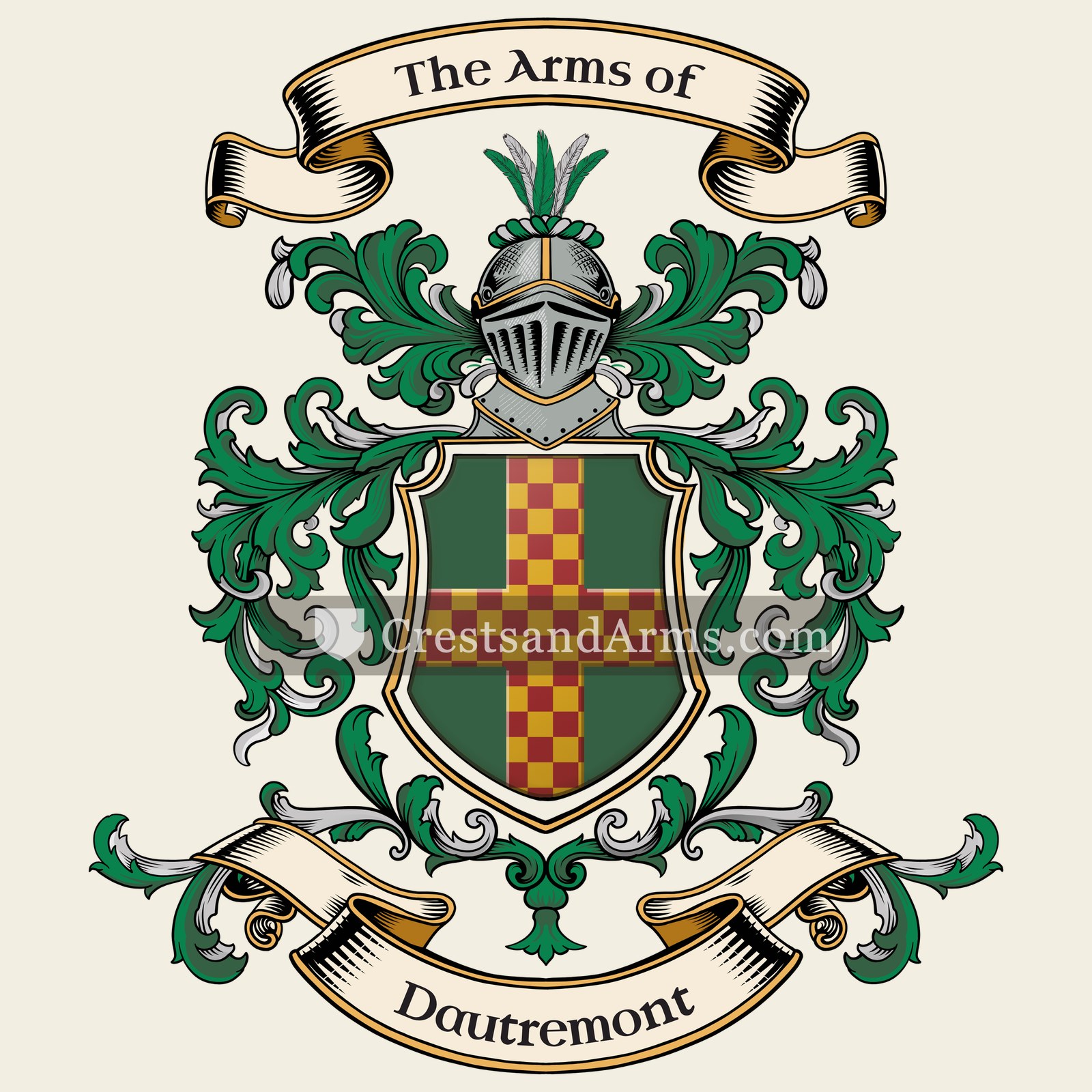 The Dautremont coat of arms, drawn from the recorded blazon