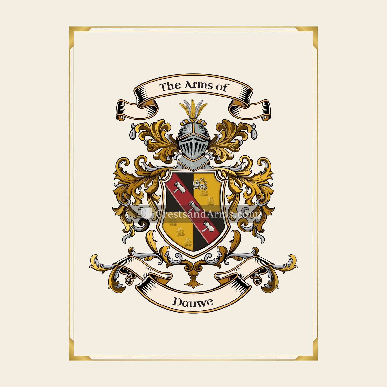 With gold border